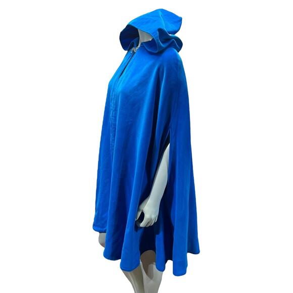 Royal Azure Velvet Hooded Cape with Satin Lining - Picture 3 of 15